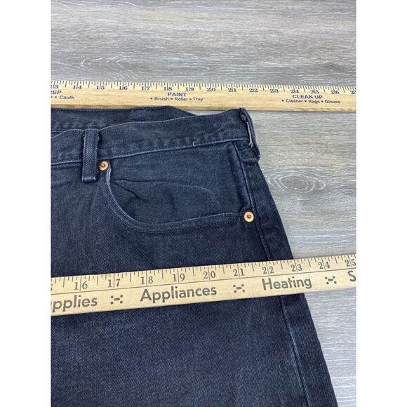 Levis 501 Jeans Mens 42 Button‎ Fly Black Denim Straight Leg Adult Casual 42x34 - Picture 7 of 13